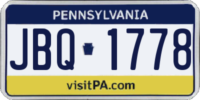 PA license plate JBQ1778