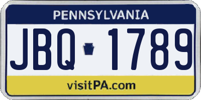 PA license plate JBQ1789