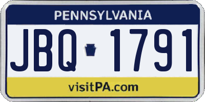 PA license plate JBQ1791