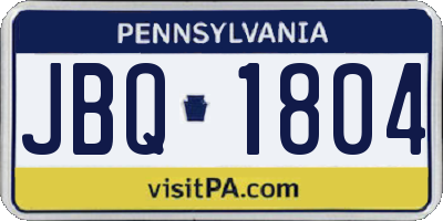 PA license plate JBQ1804