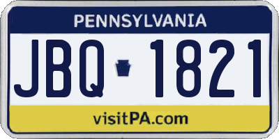 PA license plate JBQ1821