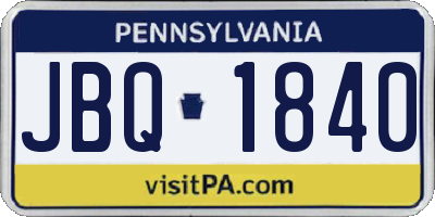 PA license plate JBQ1840