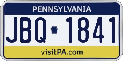 PA license plate JBQ1841