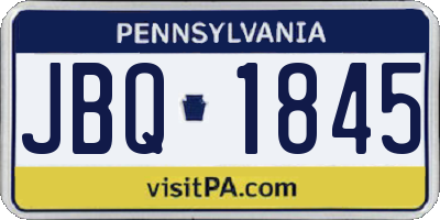 PA license plate JBQ1845