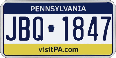 PA license plate JBQ1847