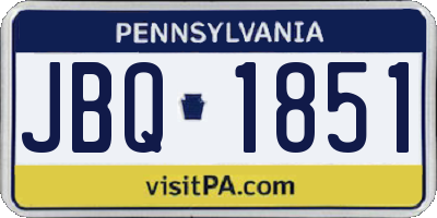 PA license plate JBQ1851