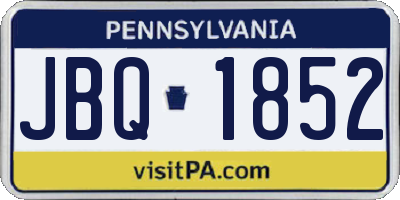PA license plate JBQ1852