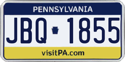 PA license plate JBQ1855