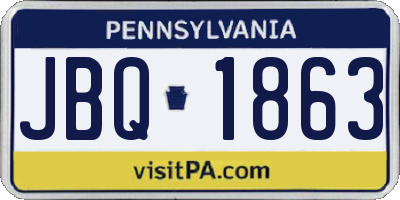 PA license plate JBQ1863