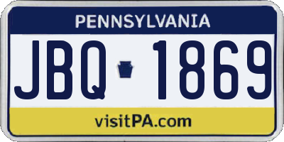 PA license plate JBQ1869