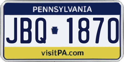 PA license plate JBQ1870