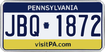 PA license plate JBQ1872