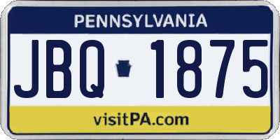 PA license plate JBQ1875