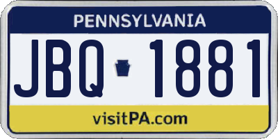 PA license plate JBQ1881
