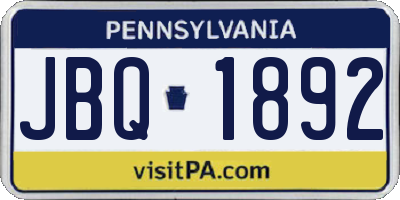 PA license plate JBQ1892
