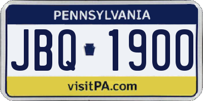 PA license plate JBQ1900