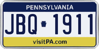 PA license plate JBQ1911