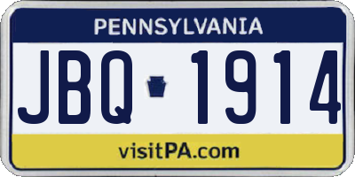 PA license plate JBQ1914