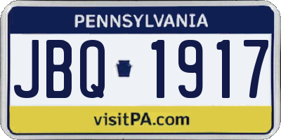 PA license plate JBQ1917
