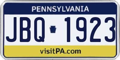 PA license plate JBQ1923
