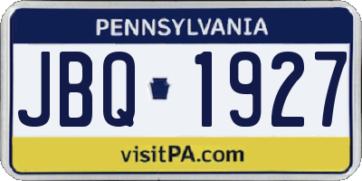 PA license plate JBQ1927