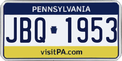 PA license plate JBQ1953