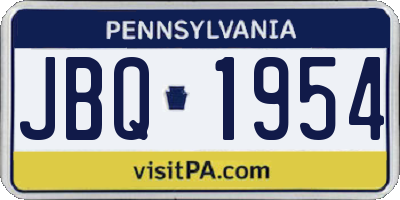 PA license plate JBQ1954