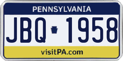 PA license plate JBQ1958
