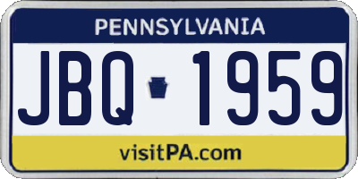 PA license plate JBQ1959
