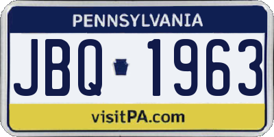 PA license plate JBQ1963