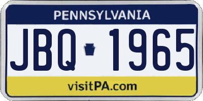 PA license plate JBQ1965