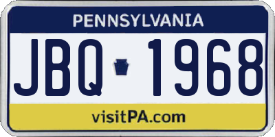 PA license plate JBQ1968