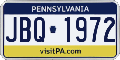 PA license plate JBQ1972