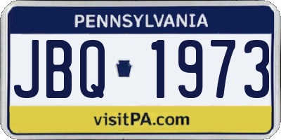 PA license plate JBQ1973