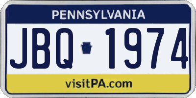 PA license plate JBQ1974