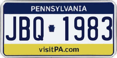 PA license plate JBQ1983