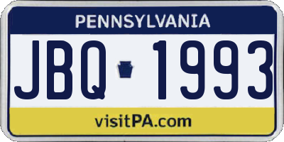 PA license plate JBQ1993