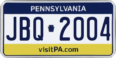 PA license plate JBQ2004