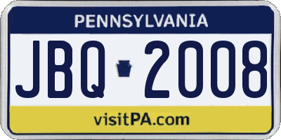PA license plate JBQ2008