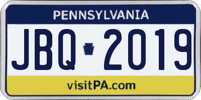 PA license plate JBQ2019