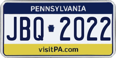 PA license plate JBQ2022