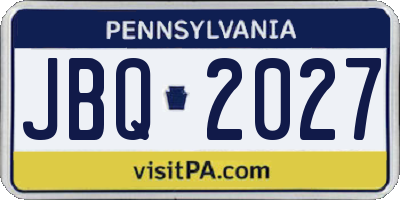 PA license plate JBQ2027