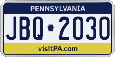 PA license plate JBQ2030