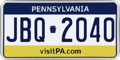 PA license plate JBQ2040