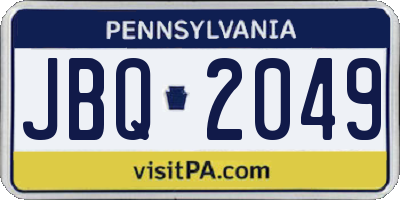 PA license plate JBQ2049