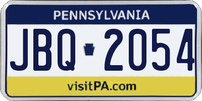 PA license plate JBQ2054