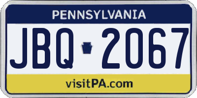 PA license plate JBQ2067