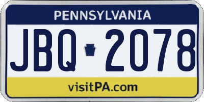 PA license plate JBQ2078