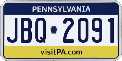 PA license plate JBQ2091