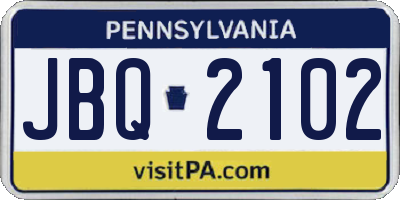 PA license plate JBQ2102